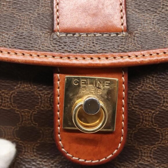 CELINE Macadam Canvas Shoulder Bag PVC Leather Brown Gold Auth 121703 - Picture 12 of 16